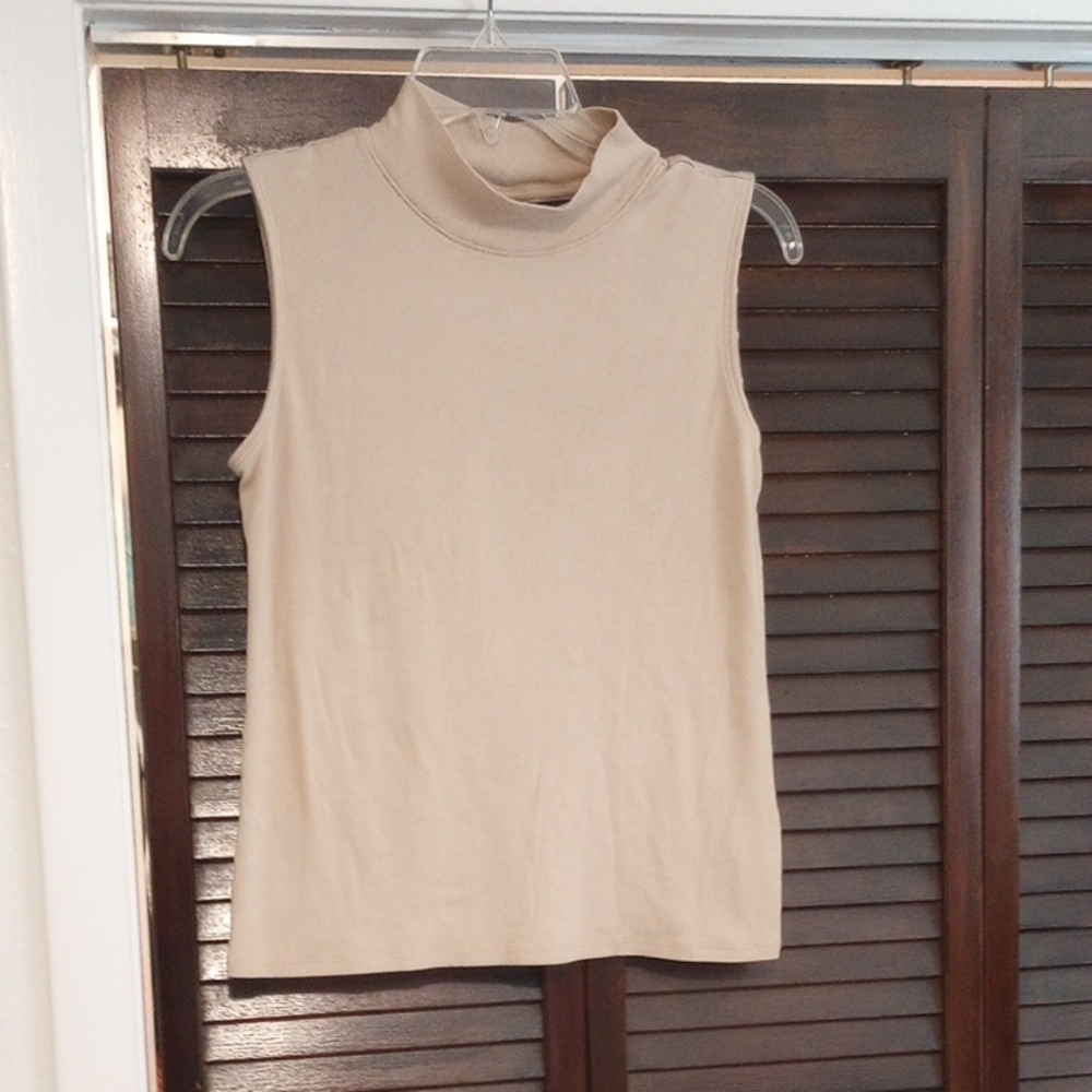 Rachel Zoe Sleeveless Mock Neck Tank in Beige